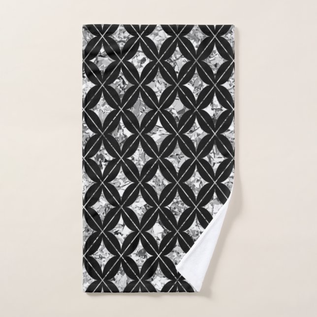 Silver Diamonds on Black Hand Towel (Hand Towel)