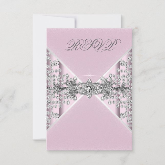 Silver Diamonds Pink and Silver RSVP (Front)