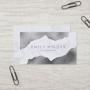 Silver Dipped Marble Business Card