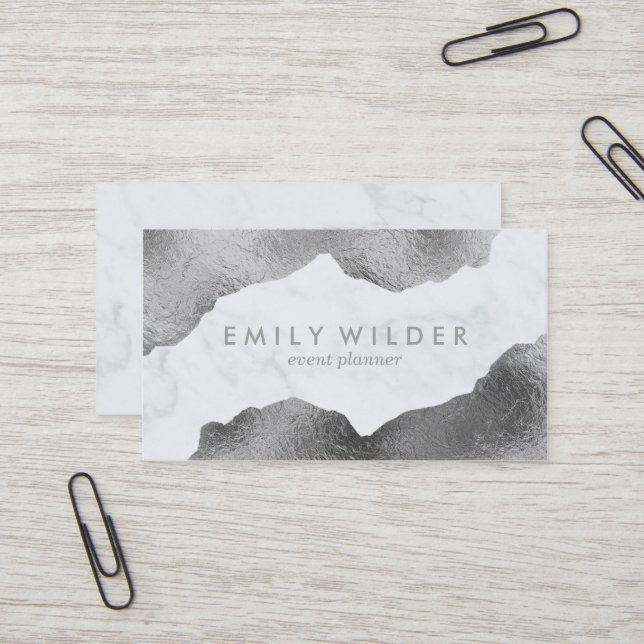 Silver Dipped Marble | Business Card (Front/Back In Situ)