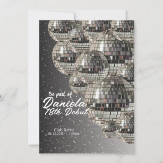 Silver Disco Ball 18th Birthday Debut Invitation
