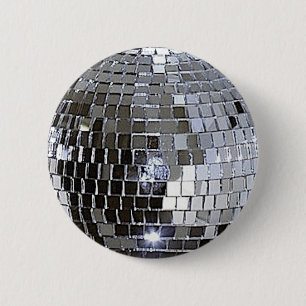 Silver Disco Ball 6 Cm Round Badge