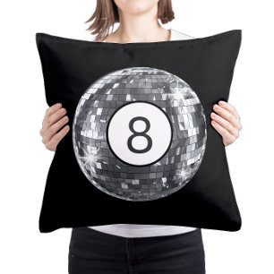 Silver Disco Ball, 8 Ball Art, College Girl Dorm Cushion
