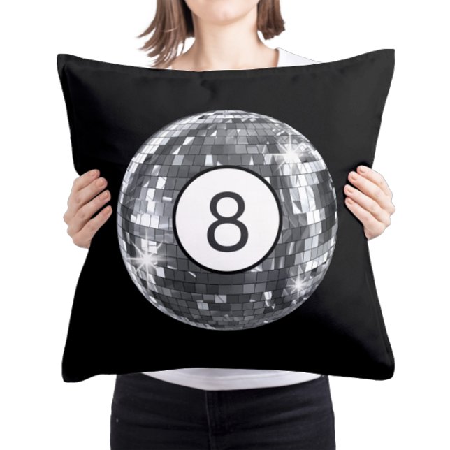 Silver Disco Ball, 8 Ball Art, College Girl Dorm Cushion (Creator Uploaded)