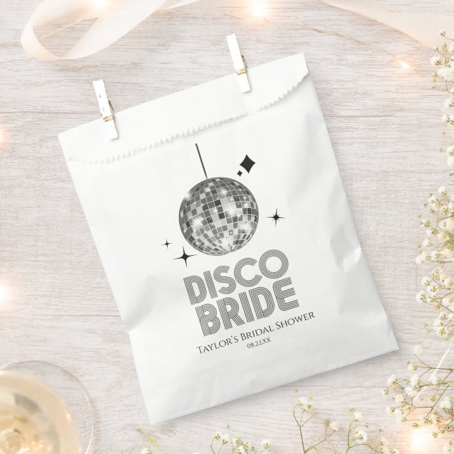 Silver Disco Ball Disco Bride Bridal Shower Favour Bags (Clipped)