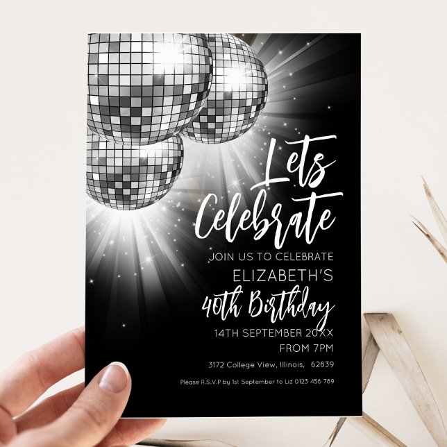 Silver Disco Ball Lets Celebrate Invitation (Creator Uploaded)