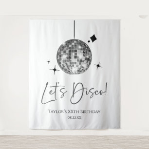 Silver Disco Ball Let's Disco Birthday Party Tapestry