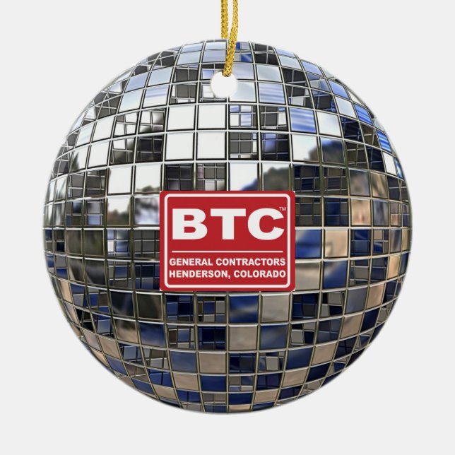 Silver Disco Ball Mirror Ornament (Front)