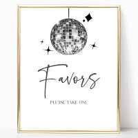 Silver Disco Ball Party Favours Table Sign