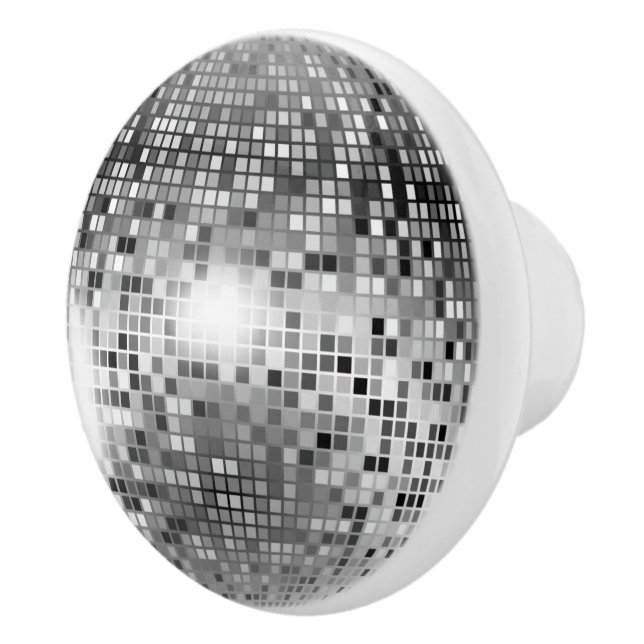 Silver Disco Ball Party Glamour Ceramic Knob (Right)