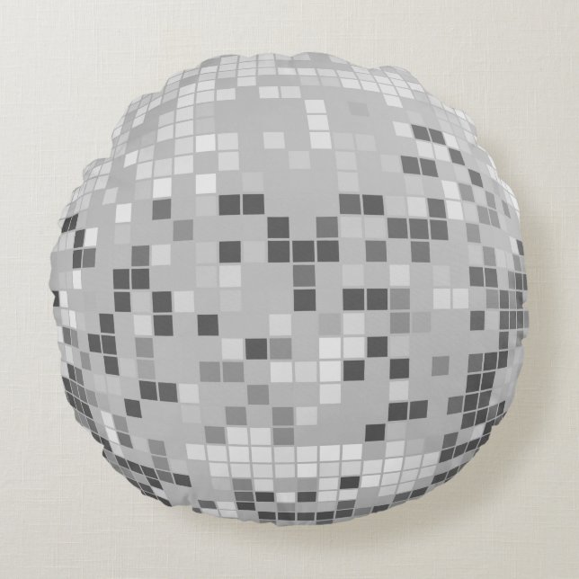 Silver Disco Ball Round Cushion (Front)