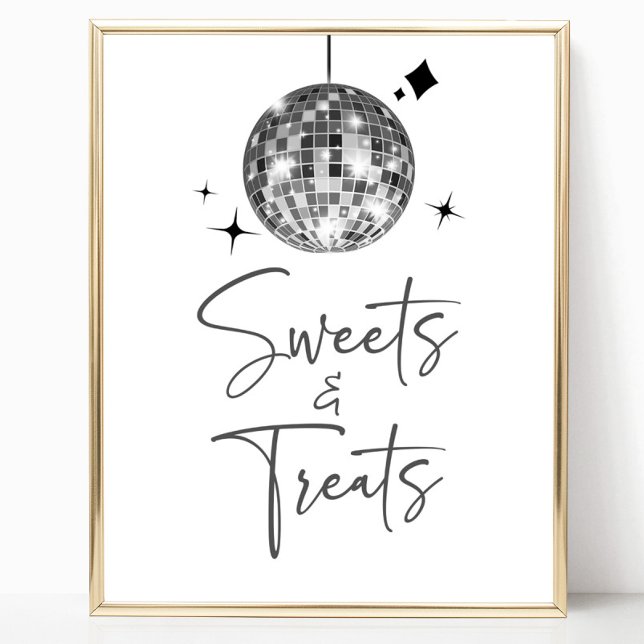 Silver Disco Ball Sweets and Treats Party Sign (Creator Uploaded)