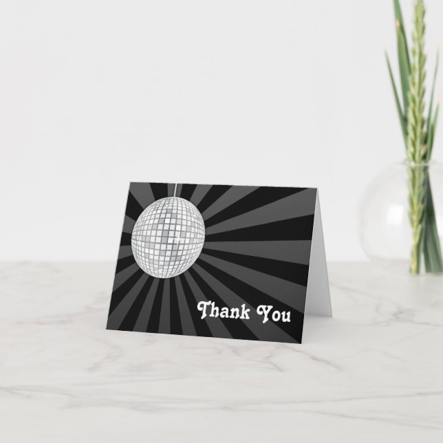Silver Disco Ball Thank You Note Card (Front)