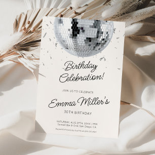 Silver Disco Birthday Celebration Invite