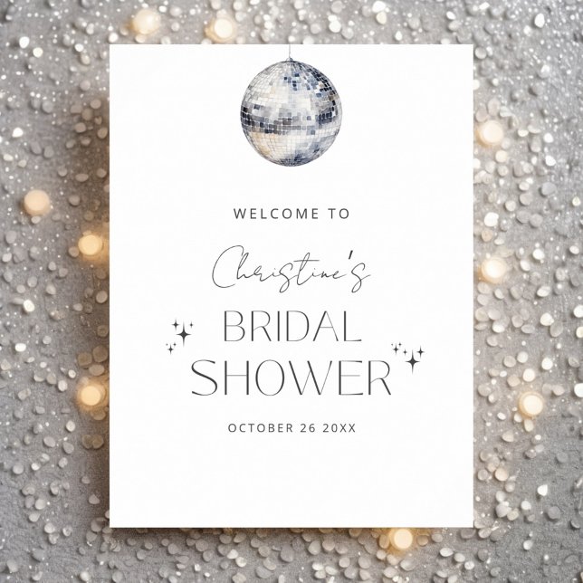 Silver Disco Retro Dancing Bridal Shower Welcome Poster (Creator Uploaded)