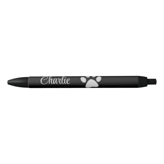  Silver Dog Paw on black background Ink Pen (Front)