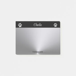  Silver Dog Paw on black background Post-it Notes