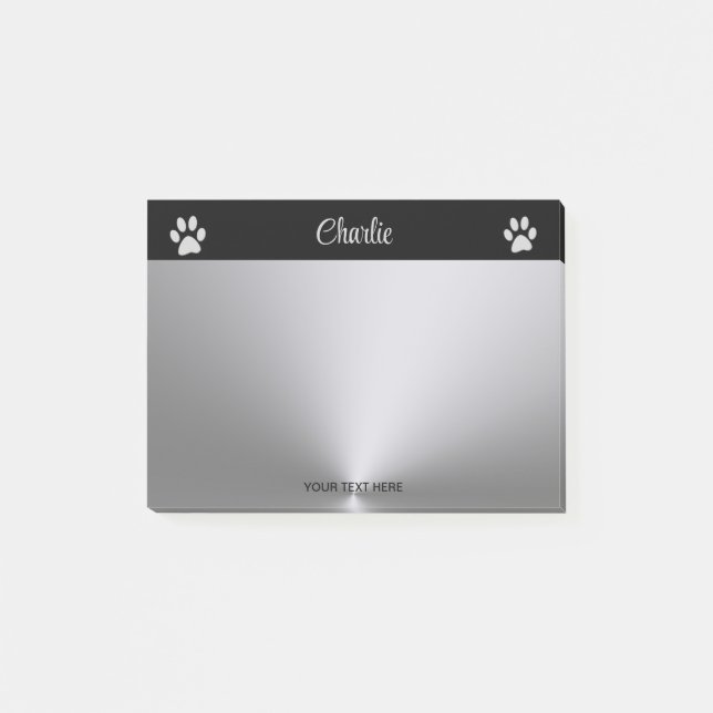  Silver Dog Paw on black background Post-it Notes (Front)