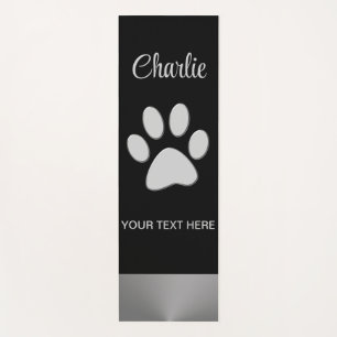 Silver Dog Paw on black background Yoga Mat
