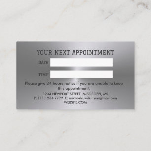 Silver Dog Paw on black Pet Grooming Service Appointment Card