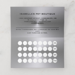 Silver Dog Paw on black Pet Grooming Service Busin Loyalty Card