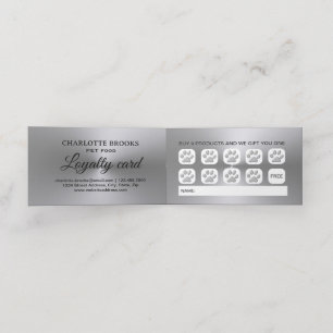 Silver Dog Paw on black Pet Grooming Service Loyalty Card