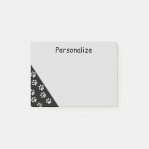 Silver Dog Paws black Background Print Pattern Post-it Notes