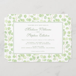 Silver Dollar Eucalyptus & Branches - Wedding Invitation