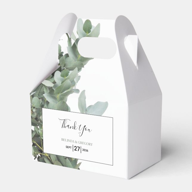 Silver Dollar Eucalyptus Wedding Favour Box (Front Side)