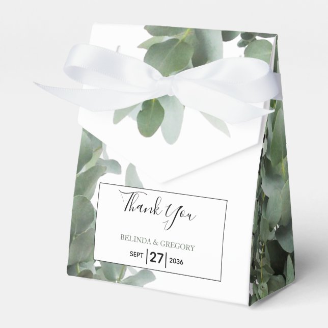 Silver Dollar Eucalyptus Wedding  Favour Box (Front Side)