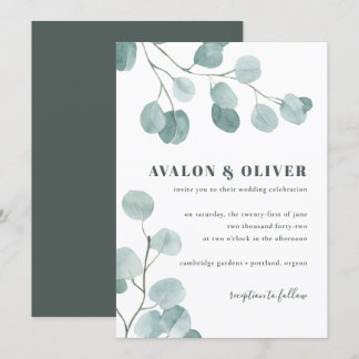 Silver Dollar Eucalyptus Wedding Invitation