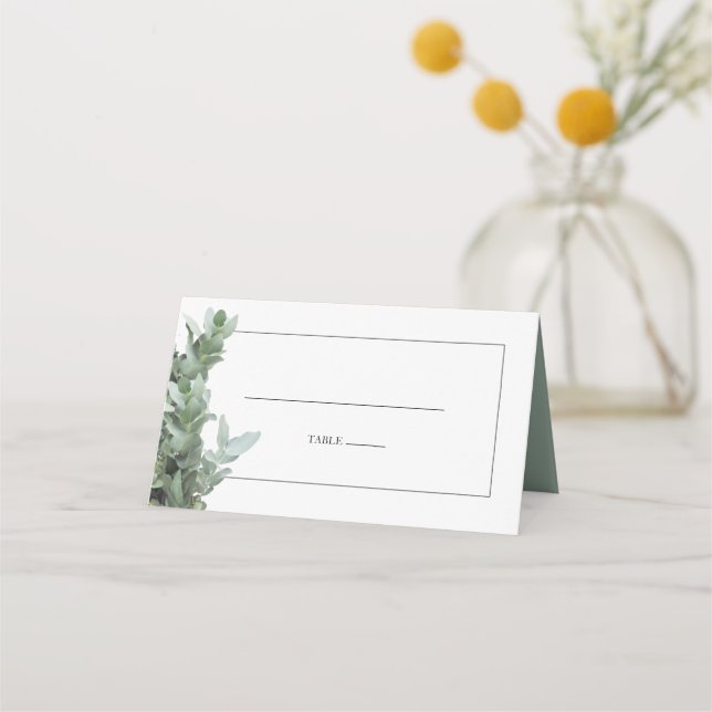 Silver Dollar Eucalyptus Wedding Place Card (Front)