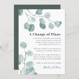 Silver Dollar Eucalyptus Wedding Postponement Invitation