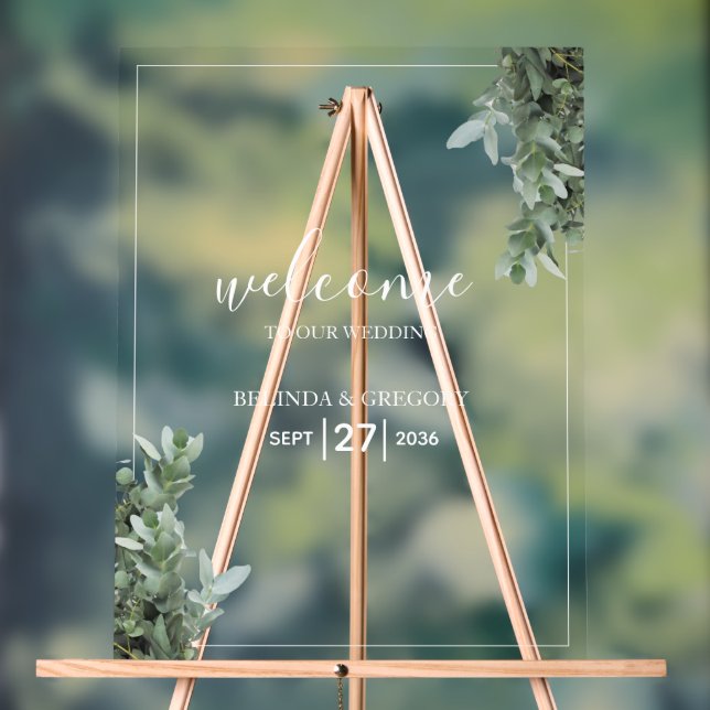 Silver Dollar Eucalyptus Wedding Welcome Sign (Neutral)