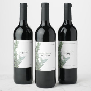 Silver Dollar Eucalyptus Wedding Wine Label