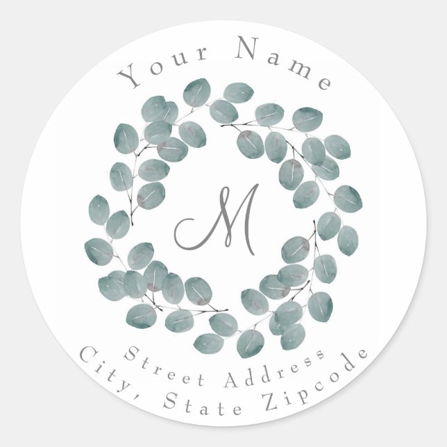 'Silver Dollar Eucalyptus Wreath' Address Label (Front)