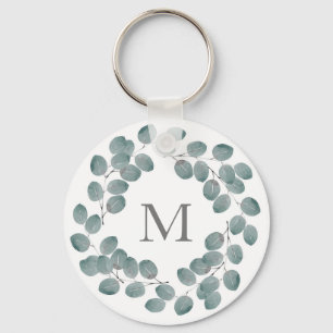 Silver Dollar Eucalyptus Wreath Key Ring