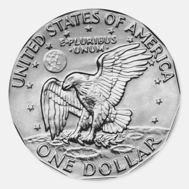 Silver Dollar USA Classic Round Sticker (Front)