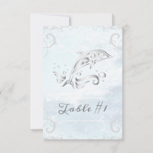 Silver Dolphin Wedding Table Card