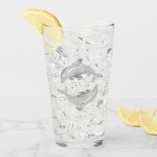 Silver Dolphins Glass