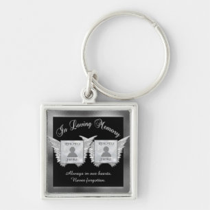 Silver Double Memorial Add Photos Keepsake Key Ring
