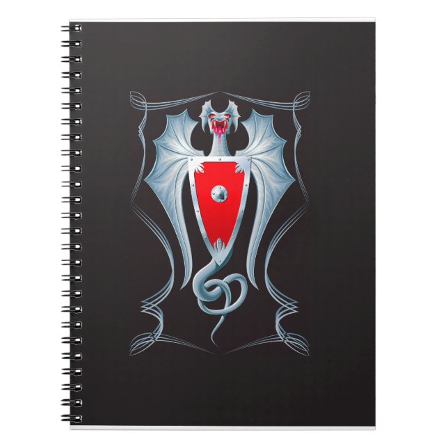 Silver Dragon Shield Guardian Spiral Notebook (Front)