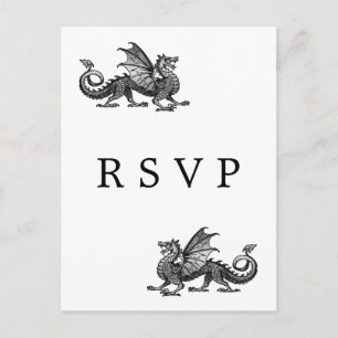 Silver Dragon Wedding RSVP Postcard