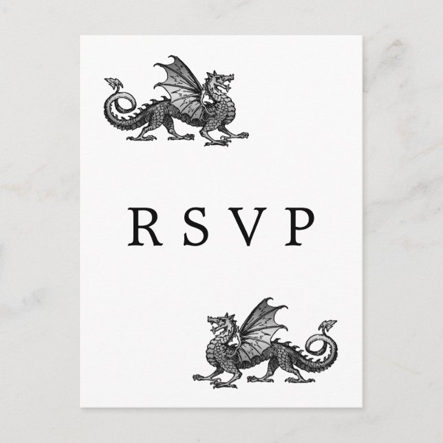 Silver Dragon Wedding RSVP Postcard (Front)