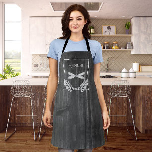 Silver Dragonfly Rustic Personalised Apron