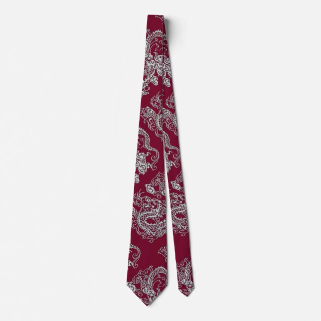 Silver Dragons Leather Texture Tie (Front)
