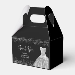 Silver Dress Faux Glitter Quinceanera  Favour Box