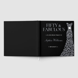 Silver Dress Fifty & Fabulous 50th Birthday Party Guest Book