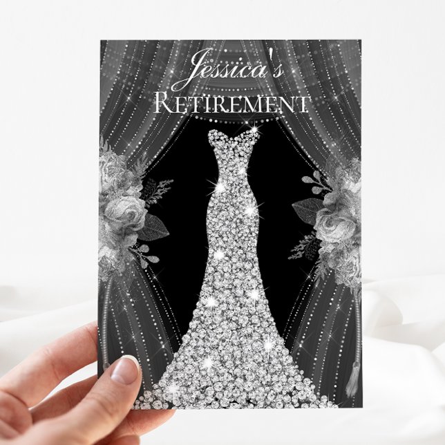 Silver Dress Floral Elegant Retirement Invite (Creator Uploaded)