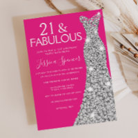 Silver Dress Pink 21 & Fabulous 21st Birthday